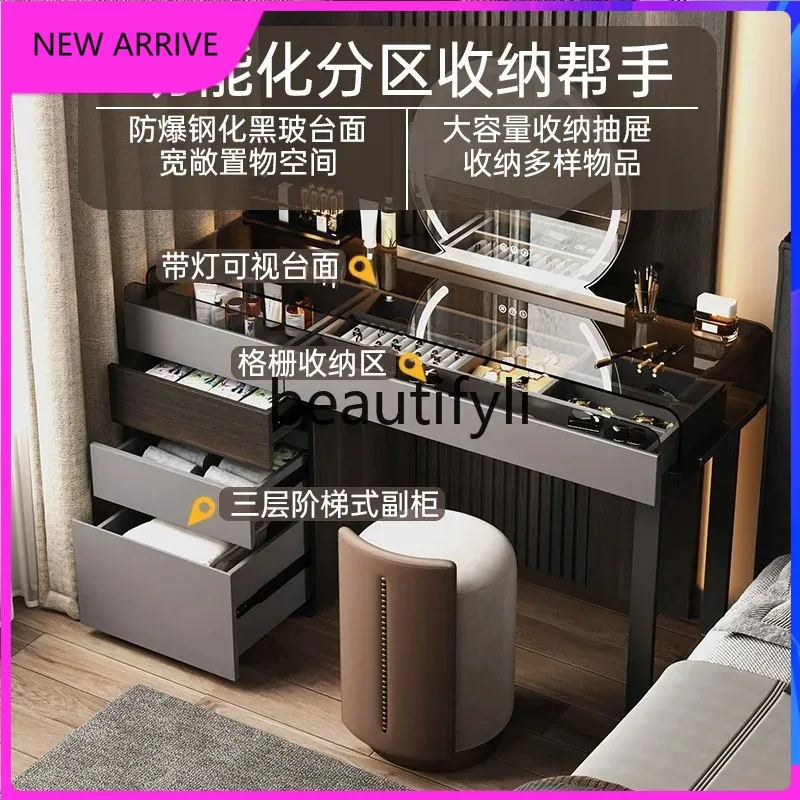 

b573 Italian solid wood dresser chest cabinet integrated bedroom designer makeup table storage cabinet light luxury