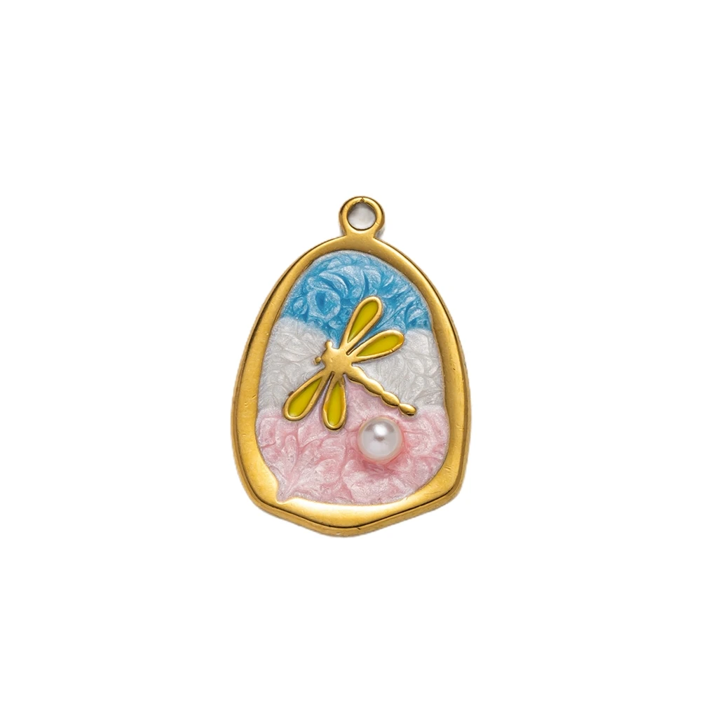 5 قطعة الفولاذ المقاوم للصدأ المينا اليعسوب تقليد اللؤلؤ Charms قلادة DIY بها بنفسك القلائد سوار مستلزمات صناعة المجوهرات الحرف اليدوية