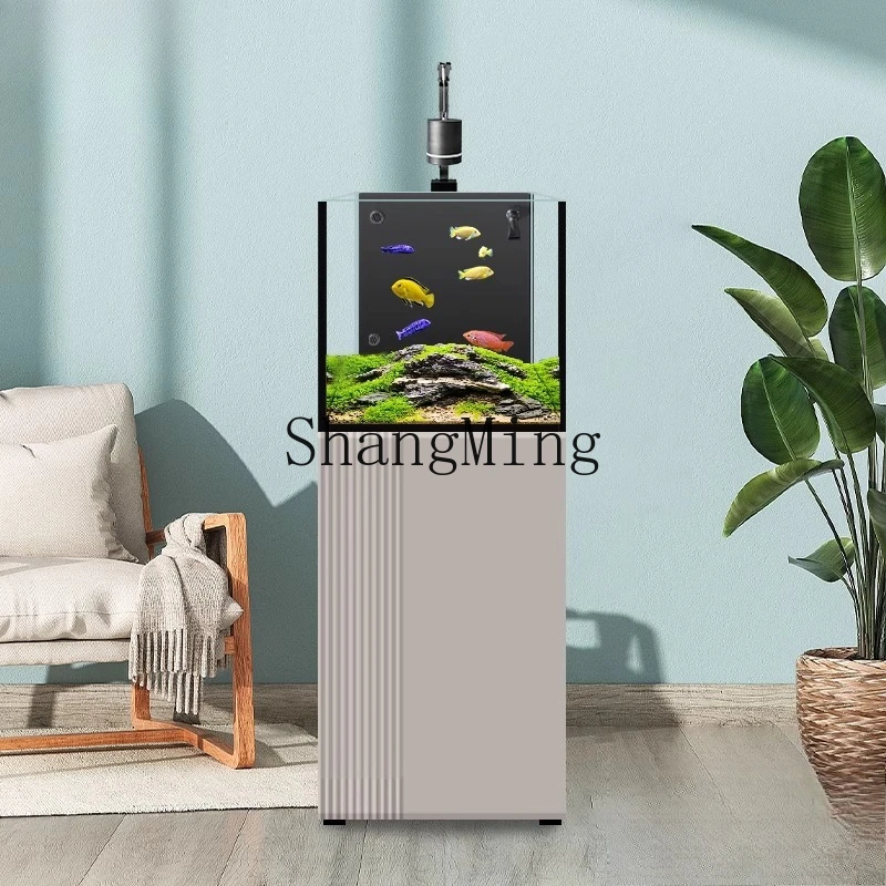 

FG fish tank new ecological living room small ultra-white glass goldfish tank aquarium floor-to-ceiling home
