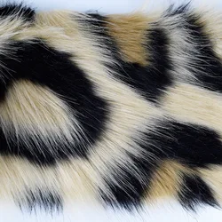 Solf By Yard 50mm Long Pile Thick Imitation Fur Brown Leopard Jacquard Artificial Plush Overcoat Pillow Sofa Decorative Fur