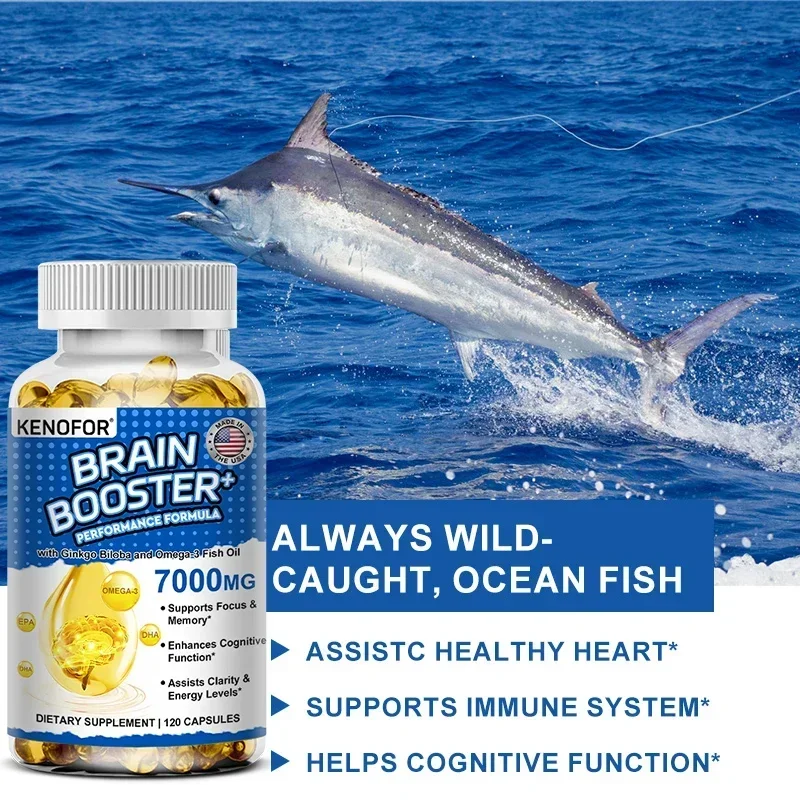 Brain Supplements for Memory & Focus, Nootropics Brain Support, Memory, Clarity, Energy - Vitamin B12, Ginkgo, Omega-3 Fish Oil