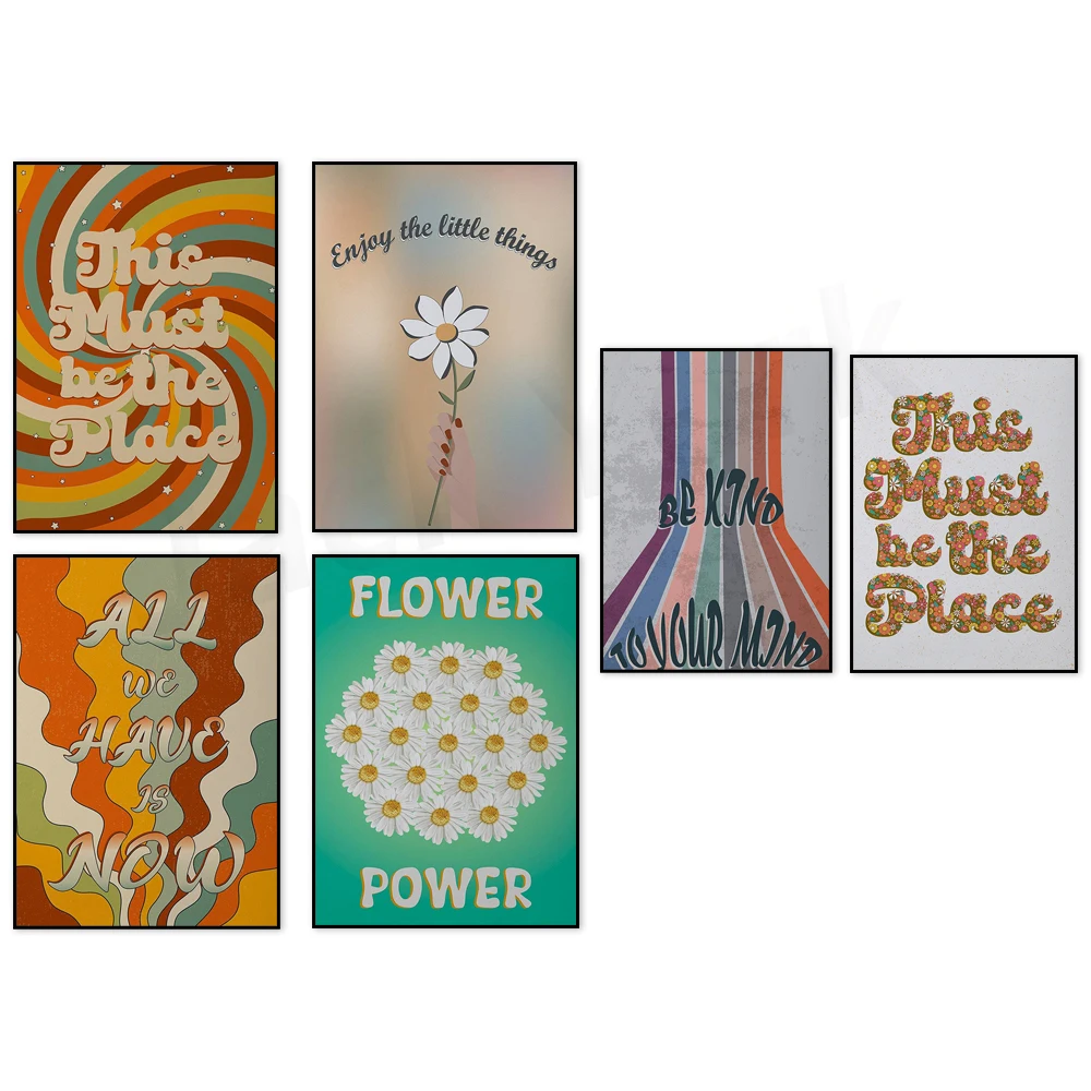 

Flower Power 60s, 70s Room Decor, Y2k Retro Wall Art, Positive Energy Vibe Poster, Vintage Quote, Hippie 60s Art, Groovy Print
