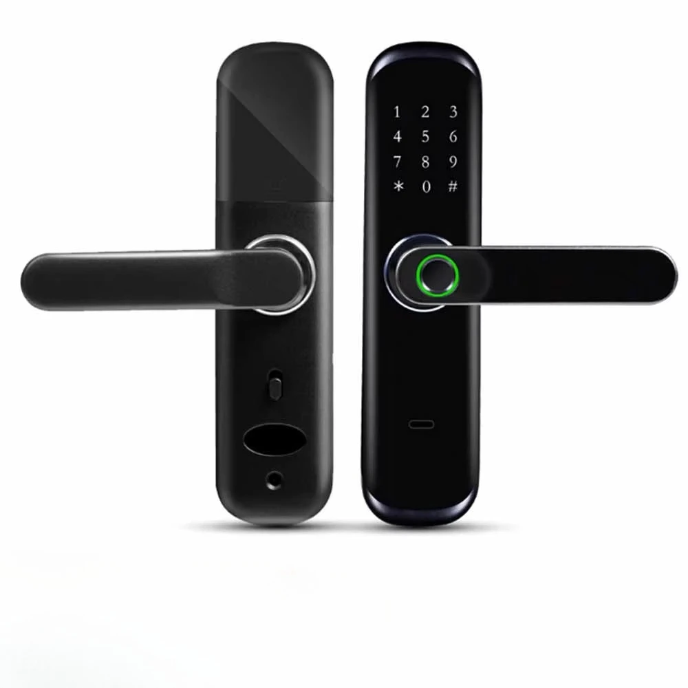Smart Fingerprint Password Door Lock Handle Biometric Tuya App Entry Lock Keypad Touchscreen