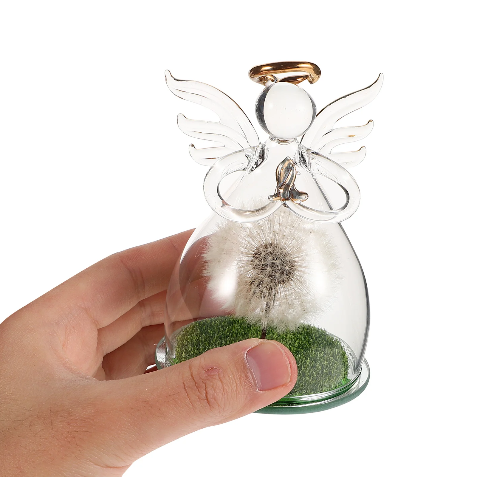زهرة أبدية محفوظة الهندباء الملاك زجاج قبة ديكور لعيد ميلاد أمي الجدة المرأة رومانسية عرض المنزل قطعة مركزية #3