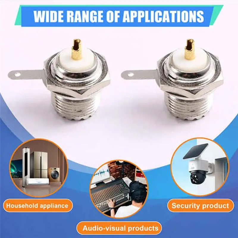 BOFO UHF Female Panel Connector Bulkhead Solder Panel Connector Panel Connector Connector RF Connector 2Pcs