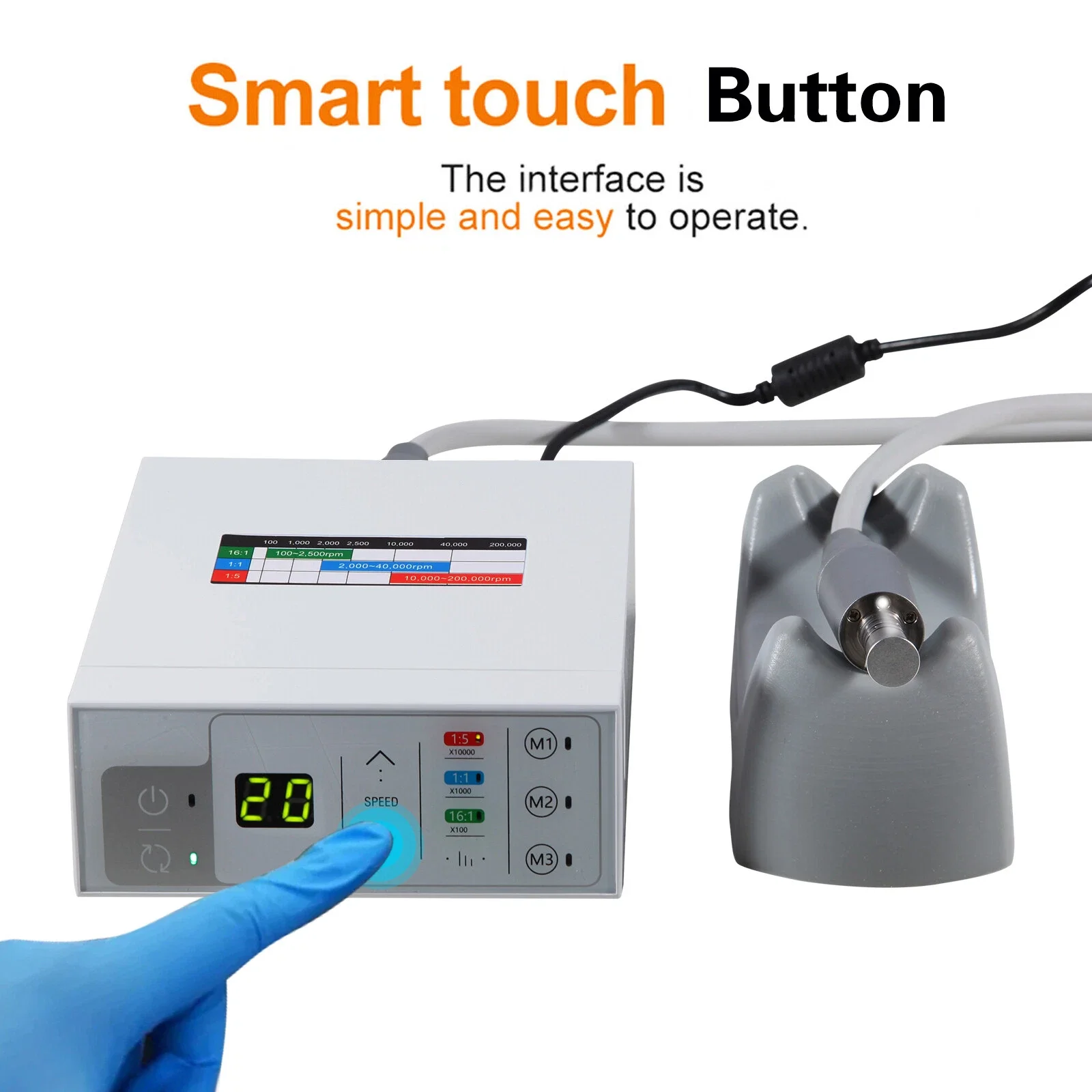 

Портативный цифровой электрический микромотор для стоматологии с сенсорным экраном, бесщеточный, E-Type NL400-1-W