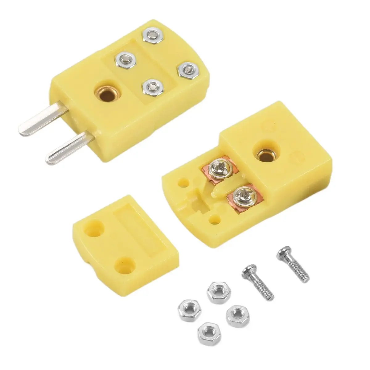 ABGN Yellow Plastic Shell K Type Thermocouple Plug Socket Connector Set