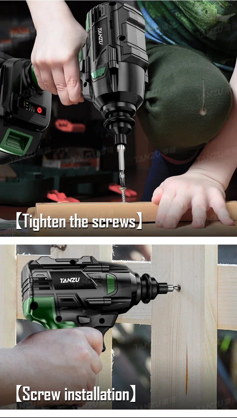 21V Electric Impact Wrench Cordless 300N.m Torque Brushless Motor Versatile Power Tool For Car Truck Repair Tanzu