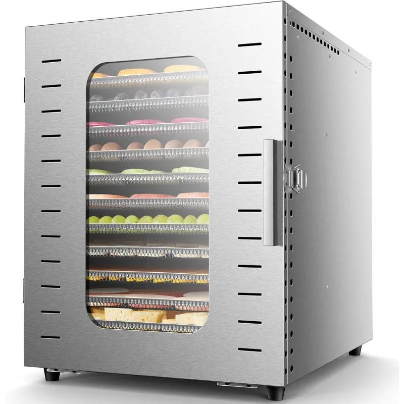 

Large 12 Trays Food Dehydrator, Usable Area up to 22.67ft², 1200W Full Stainless Steel Dryer Machine, up to 190℉ Temperature,