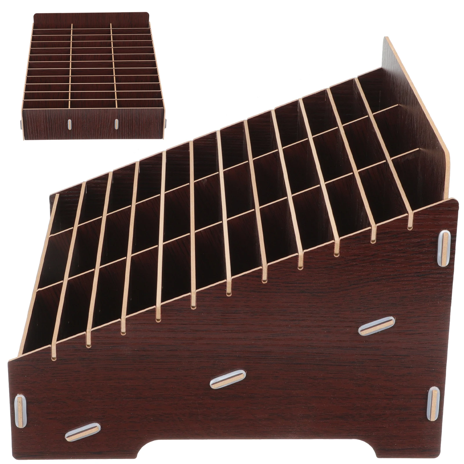 

36-Grid Phone Storage Box Walnut Classroom Conference Multi-grid Organizer Cellphone Container Desk Solution Storage Box