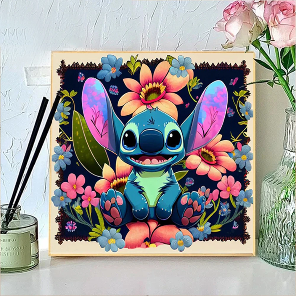 

1PC 5D DIY Diamond Painting Cartoon Stitch Flower Full Round Drill Hamdmade Mosaic Home Decoration Gift For Kids Forest Scenery