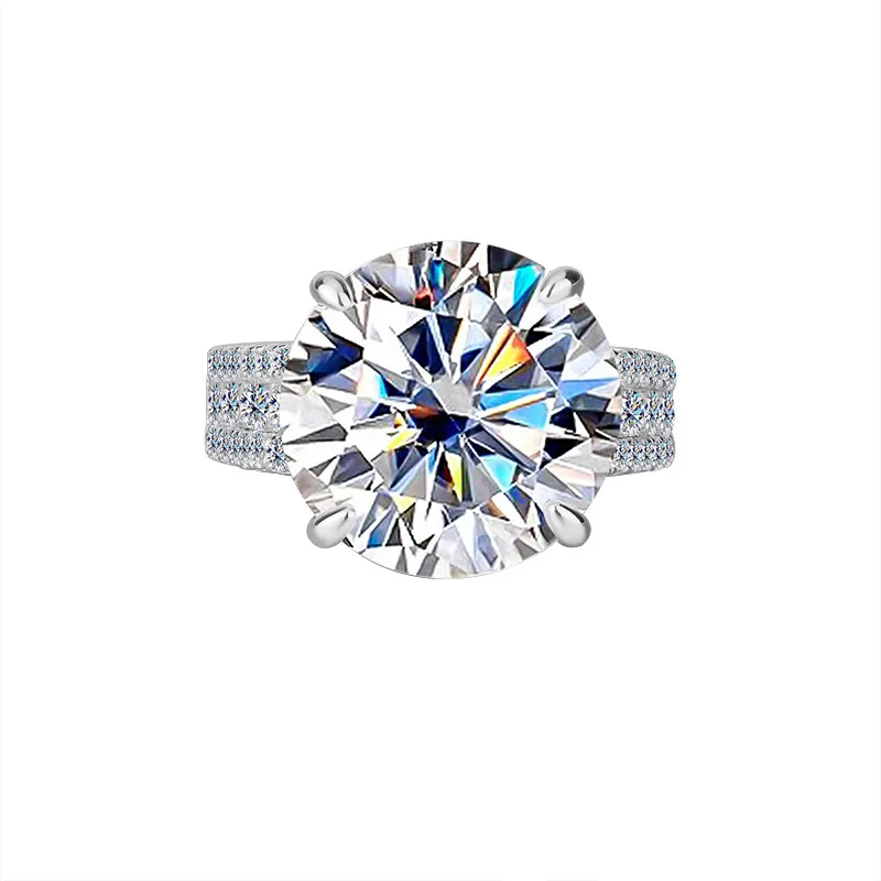 10Ct Pigeon Egg Moissanite Ring for Her: PT950 Platinum Band, Luxury Extra Sparkly Design, Large Stone Women's Statement Ring