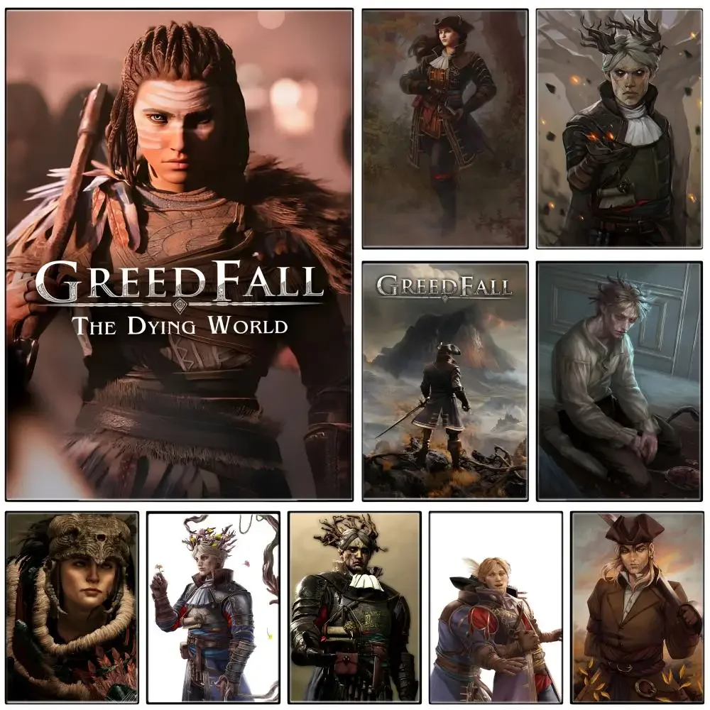 Game G-GreedFallS Poster Self-adhesive Art Waterproof Paper Sticker Coffee House Bar Room Wall Decor