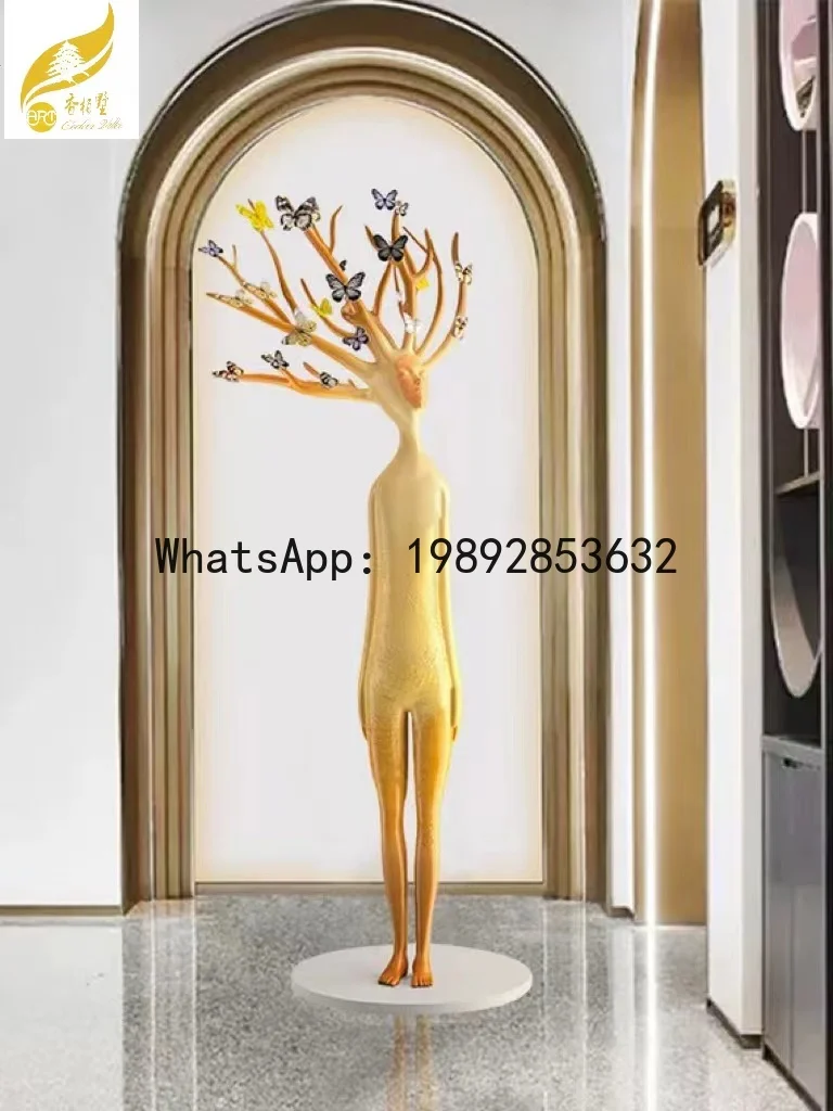 ZK Cartoon Creative Fiberglass Butterfly Sculpture Floor Ornament Decorative Artwork
