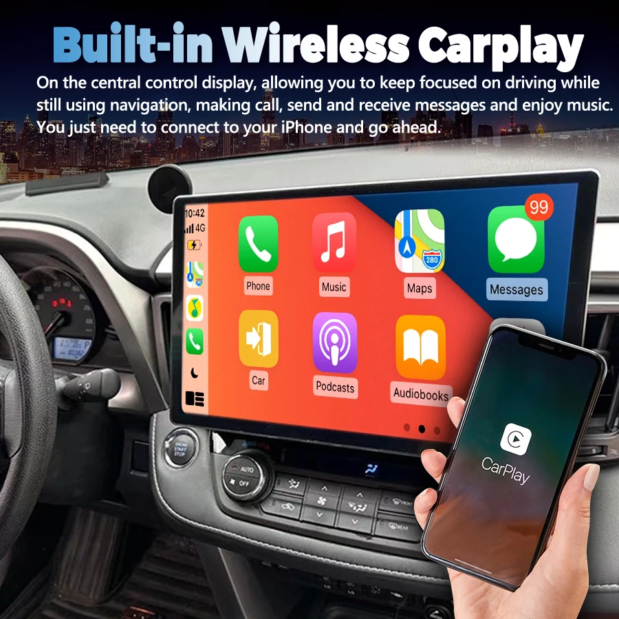 8GB+256GB Android 14 Car Radio Player For Toyota RAV4 2013 2014 2015 2016 2017 RAV 4 GPS Navigation WIFI Auto Stereo Multimedia