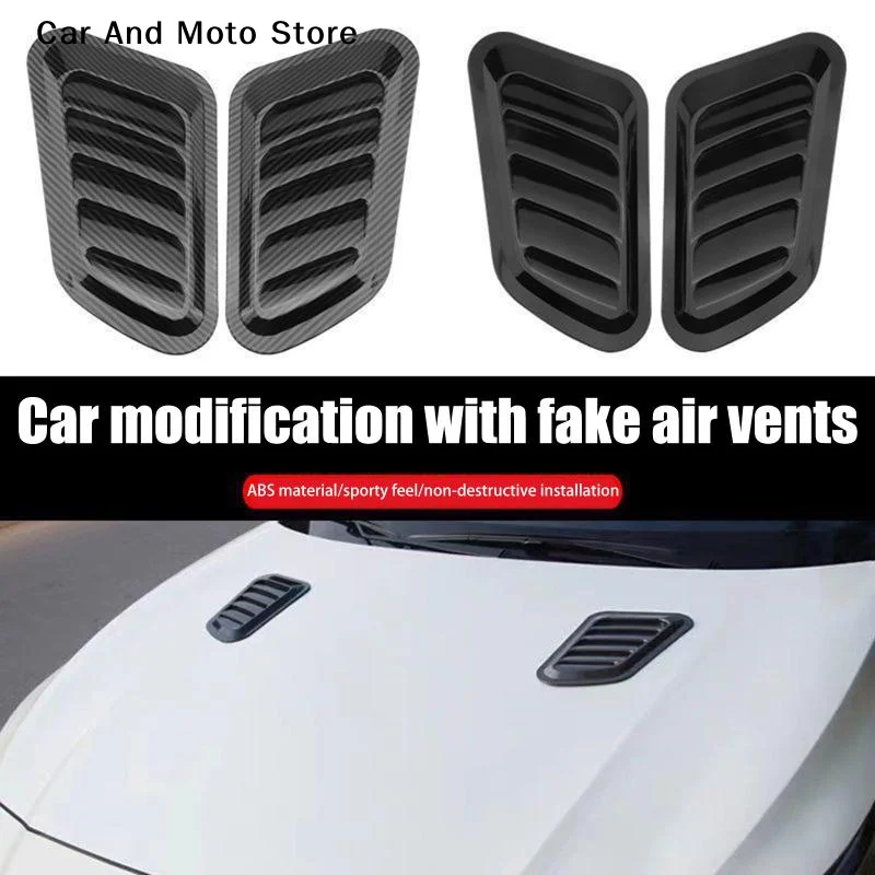 

【CMO】1/2Pcs Exterior Decoration Universal Car Hood Scoop Carbon Fiber AirIntake Vent Cover Styling Accessories For Easy Install