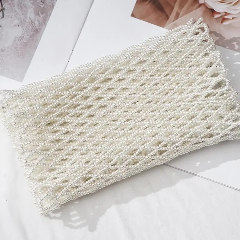 652F Cintura sottoseno scintillante Corsetto con perle intrecciate a catena larga