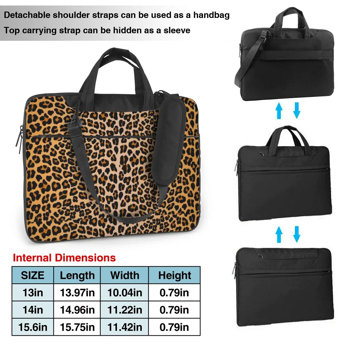 Leopard Print Laptop Bag Shockproof Case Computer Bag 13 14 15.6 Inch Crossbody Notebook Pouch For Macbook Pro Air