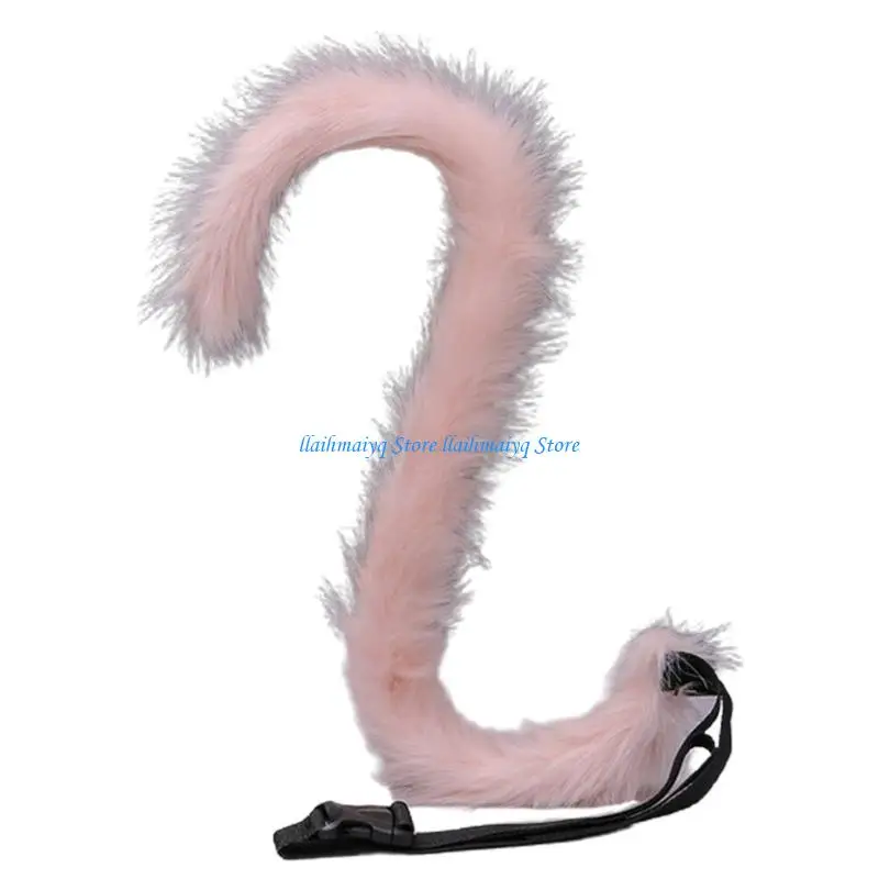 573B 80 سنتيمتر طويل فو الفراء كيتي الذيل للكبار الاطفال رقيق الحيوان الطرف تأثيري حلي #3
