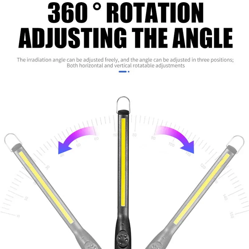 Nuova torcia portatile a LED COB Lampada da lavoro ricaricabile USB Lanterna magnetica Lampada a sospensione con batteria incorporata Torcia da campeggio