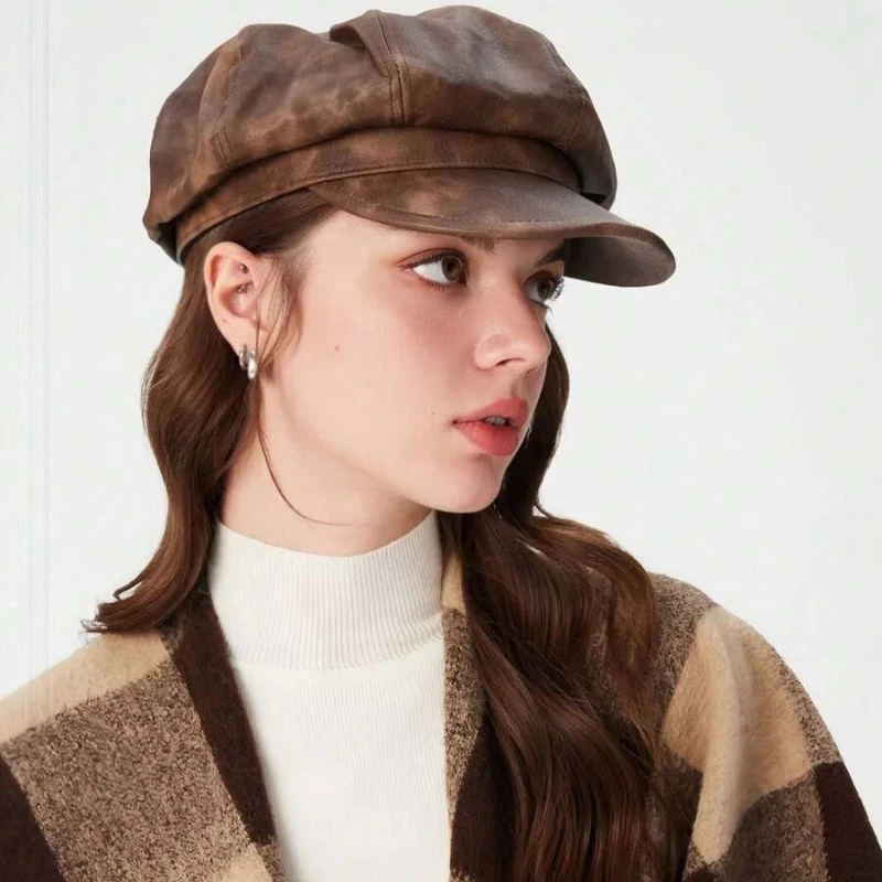 1pc Leisure Flat Top Beret Hat for Women,Adjustable Military Navy Hat with British Style,Perfect for Holiday,travel,daily Wear