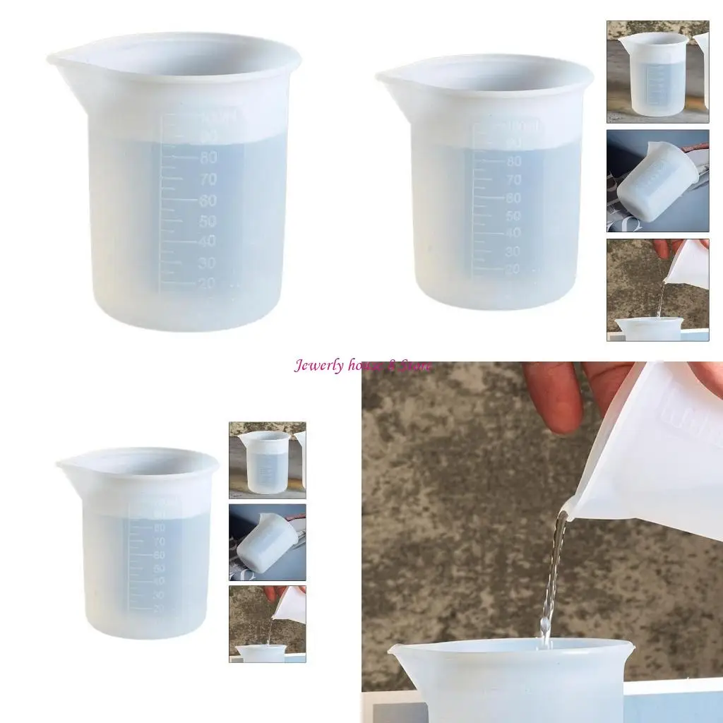 

Силиконовый мерный стакан, многоразовый стакан для смешивания с точной шкалой, кристалл, эпоксидная смола, аксессуары для мер,