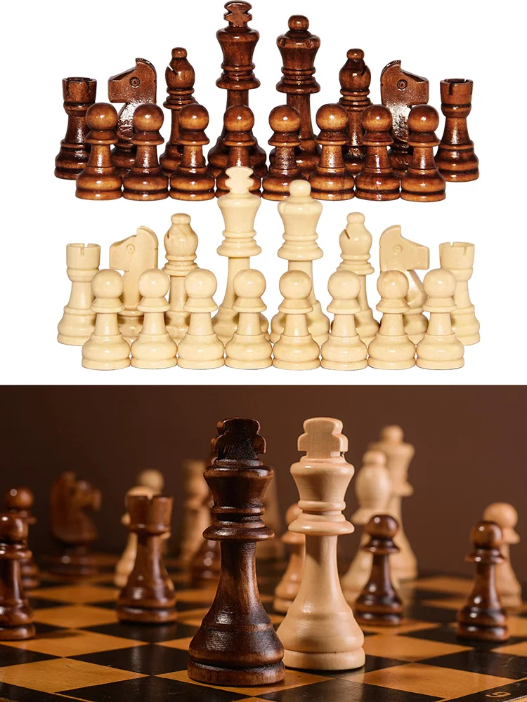 Wooden Checkers Standard Tournamen Staunton 2.2in King Figures 32PCS Chess Game Pawns Figurine Pieces Chess Pieces Only