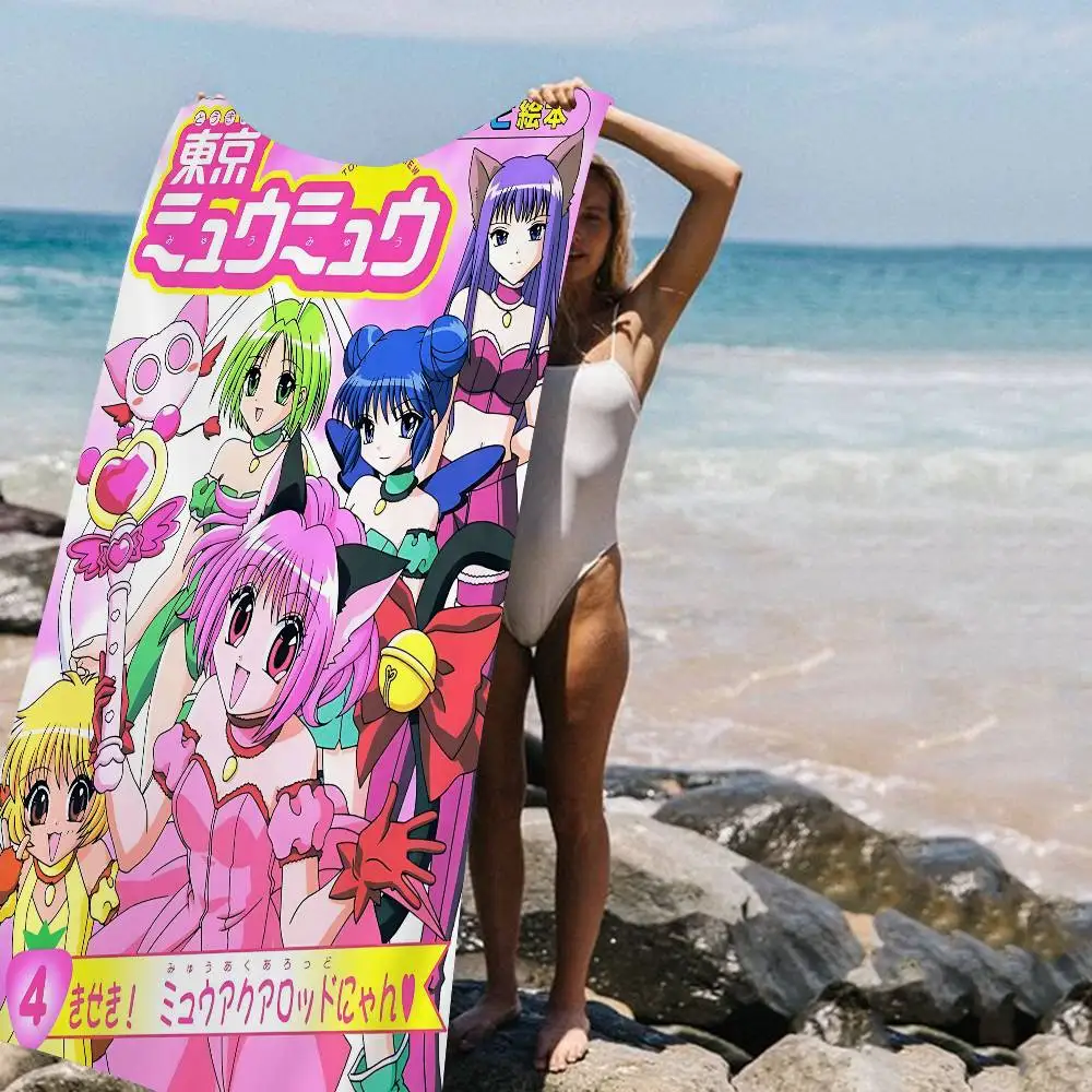 Tokyo mew mew Anime Microfiber Beach Towel Absorbent Quick dry Soft Yoga Swimming Resort Mountain Climbing Towel