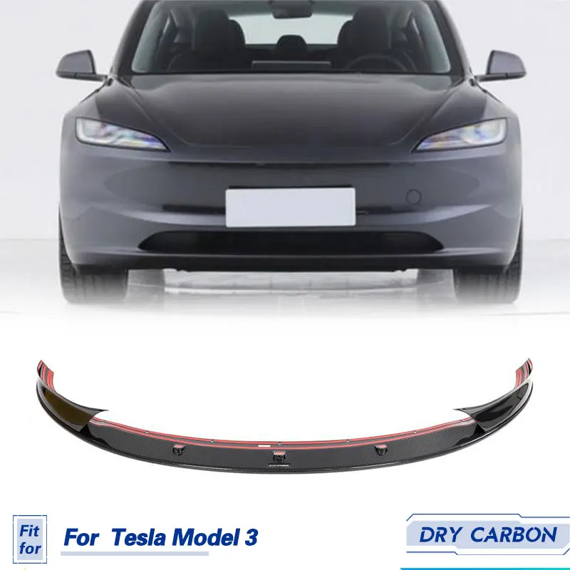 

Car Front Bumper Lip Spoiler Prepreg Dry Carbon For Tesla Model 3 2023 Auto Racing Front Lip Chin Apron Guard Splitters Body Kit