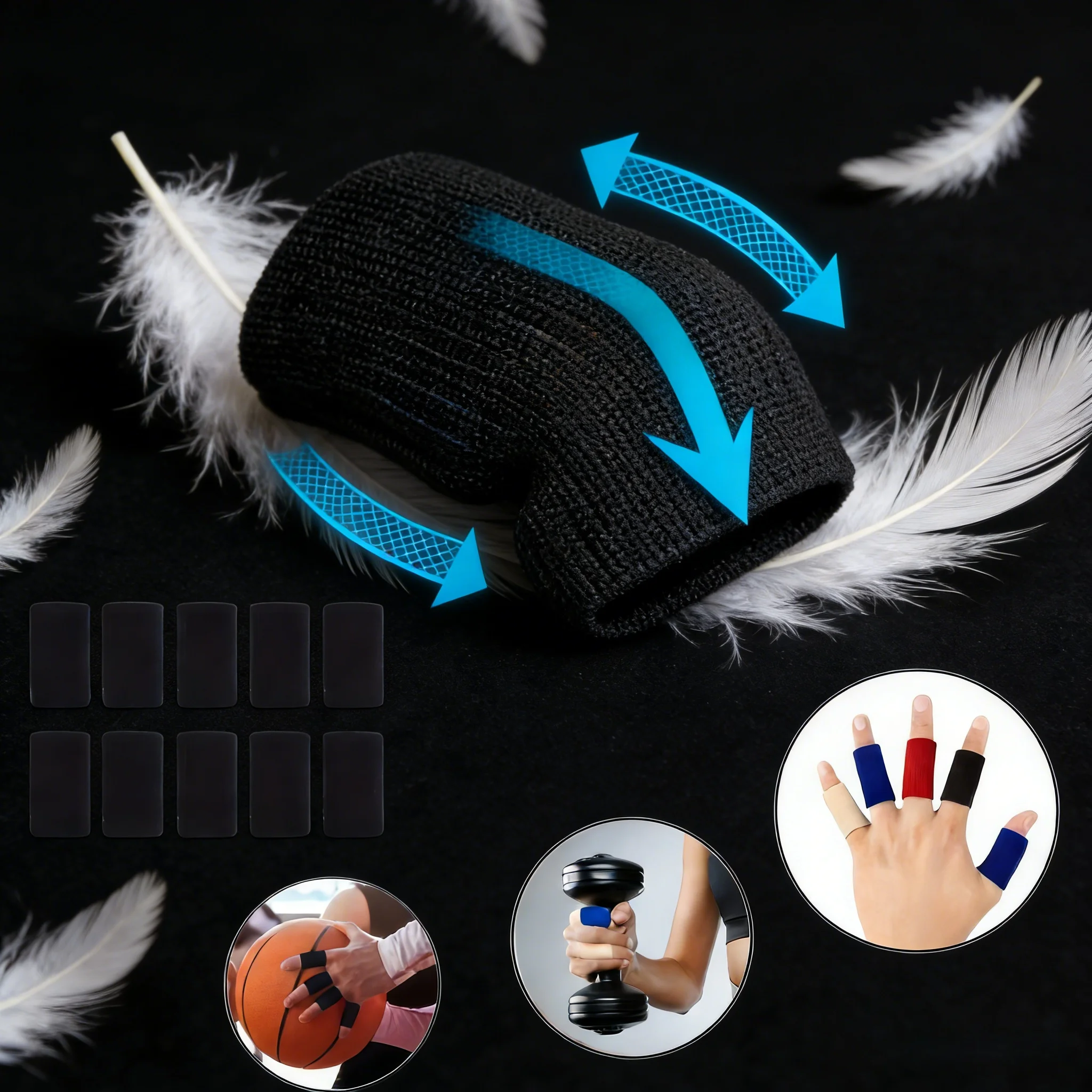 

Набор из 10 черных напальчников: премиум-качество, дышащие и многоразовые, для спорта, игр и ввода текста.