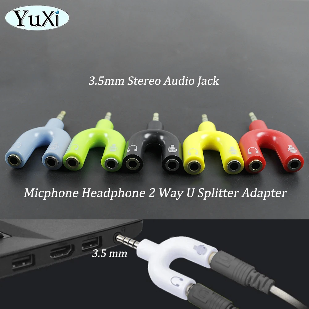 1Pc U Typ Adapter Dual 3,5mm Kopfhörer Stecker Audio Kabel Splitter Mikrofon 2 In 1 Schwenk Stecker audio Konverter Jack