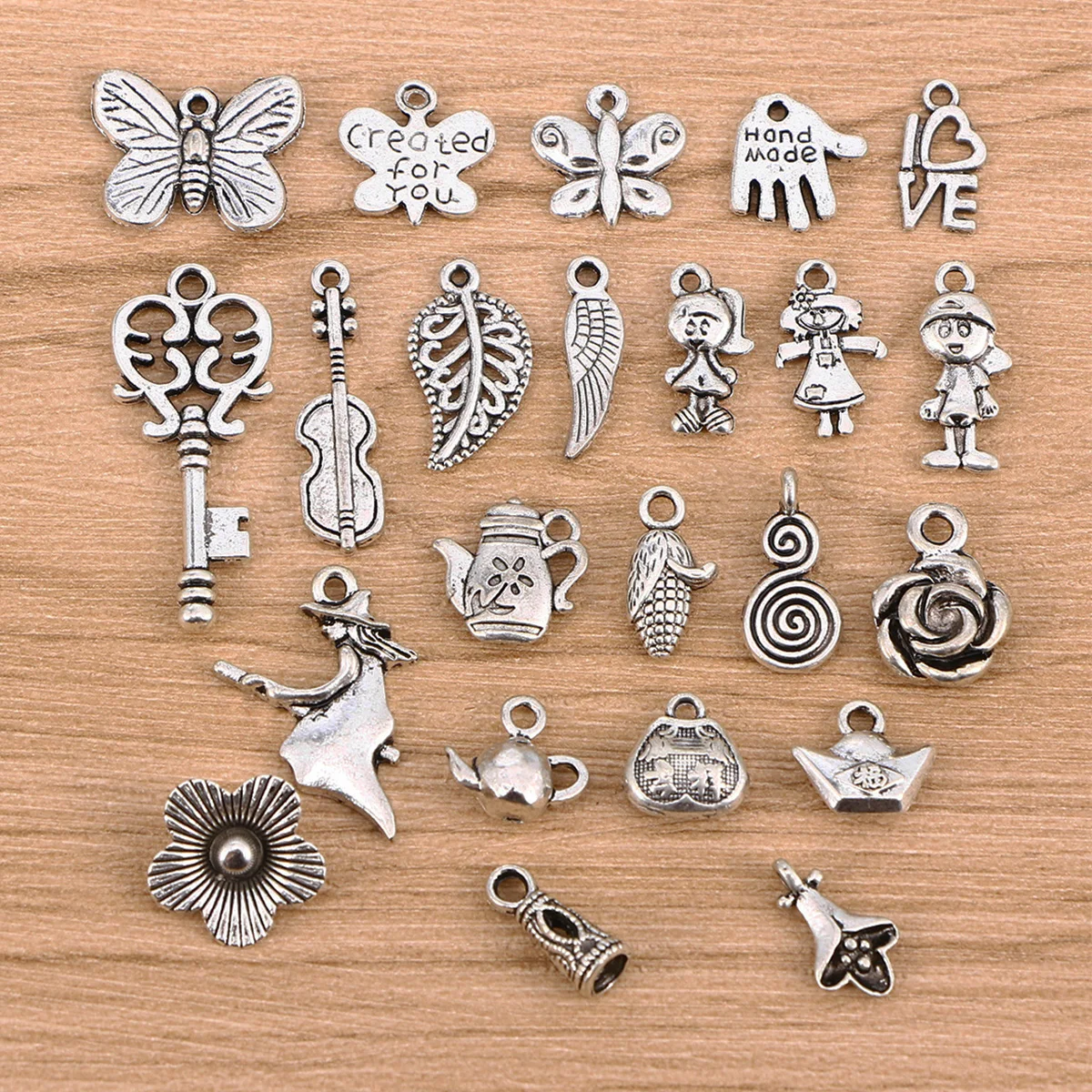 

50Pcs Stylish DIY Tibetan Silver Charms For Necklace Bracelet Earrings Jewelry Accessories