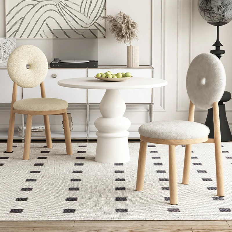 寝室ドレッシングスツール-ラムフリース-ドーナツチェア-化粧椅子-メタルスツール-ダイニングチェア-クリームスタイル-ヴィンテージ-室内用-instagram風