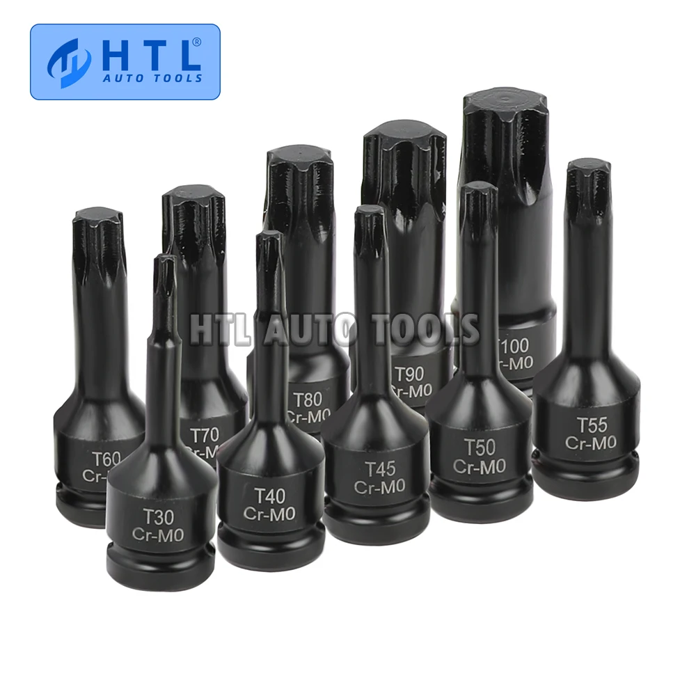 10pcs 1/2 Inch Drive Impact Torx Star Bit Socket Sets T30-T100 Socket Bits Set T30 T40 T45 T50 T55 T60 T70 T80 T90 T100