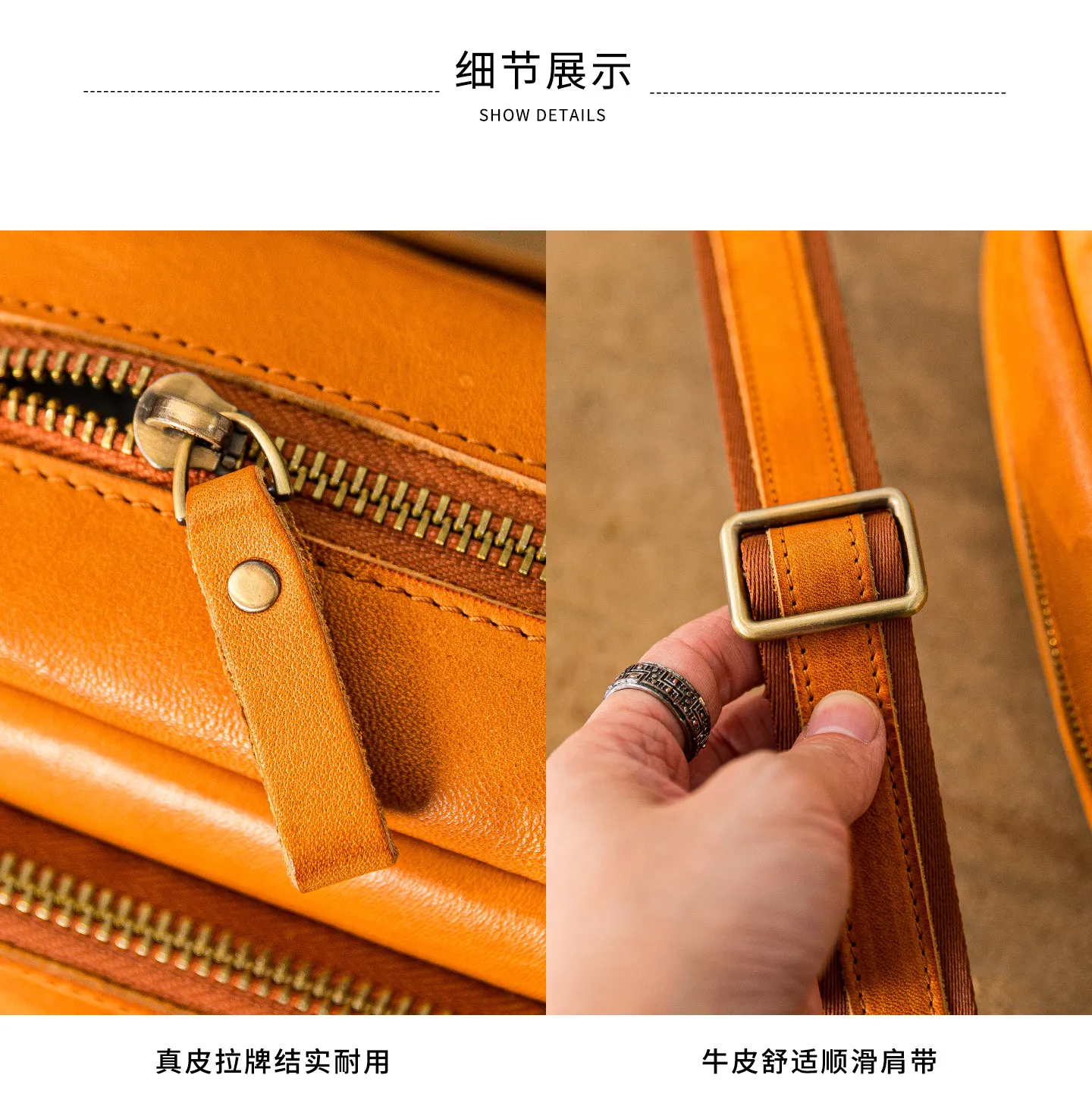 Einfache, handgefertigte Vintage-Umhängetasche aus pflanzlich gegerbtem Rindsleder für Herren, Outdoor-Reisetasche, luxuriöse Umhängetasche aus echtem Leder für Teenager – Detail 13