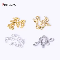 Handmade DIY Jewelry Necklace Supplies 14k/18k Gold Plated Brass 10/12mm Lobster Clasps For Jewelry Making Accessories Wholesale