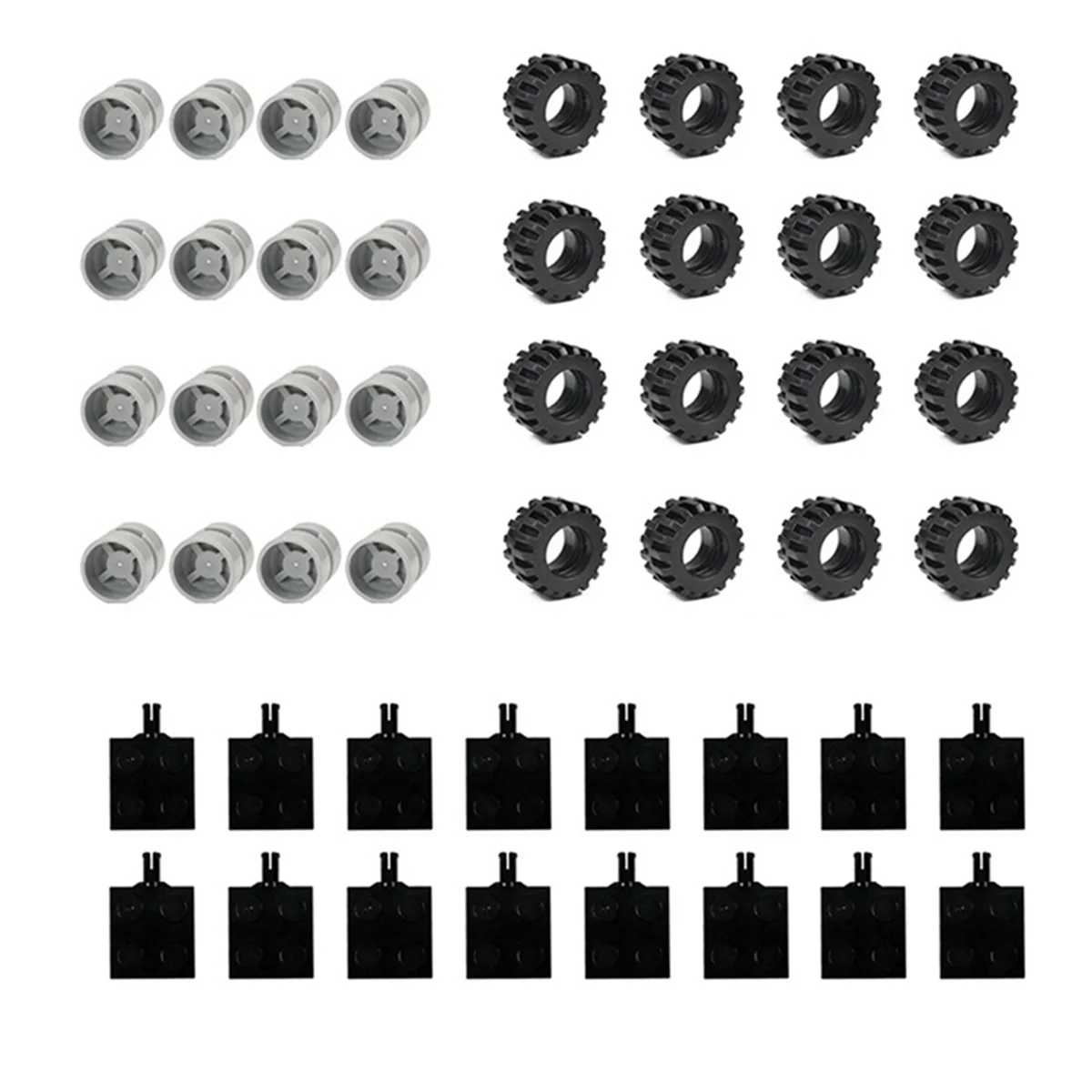 

48PCS Mini Wheel Axles Pack Block Car Accessories Tyre Hub Classic Building Bricks Children DIY Toys Blocks for Kids