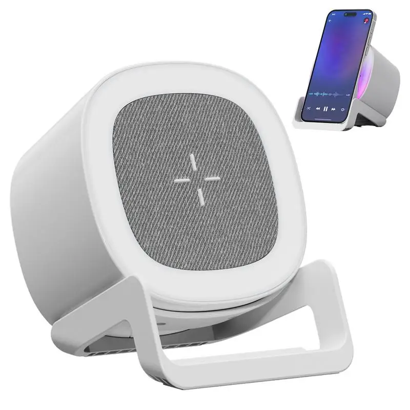 Portable Speaker Dimmable Night Lamp 4 In 1 Blue Tooth Wireless Speaker 15W Fast Wireless Charger RGB Table Lamp Phone Holder