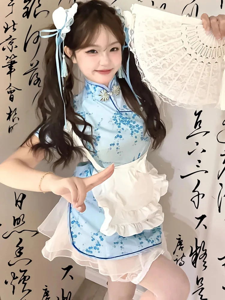 새로운 중국 스타일 드레스 로우린 시사스 코스프레 소프트 걸 메이드 스커트 일상복