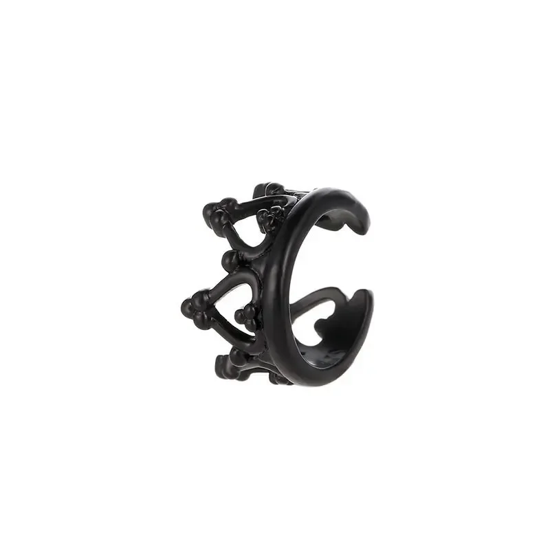 Hollow U-Shaped Crown Sweet Heart Black Silver Plated Golden Clip Earrings For Women Ear Cuff