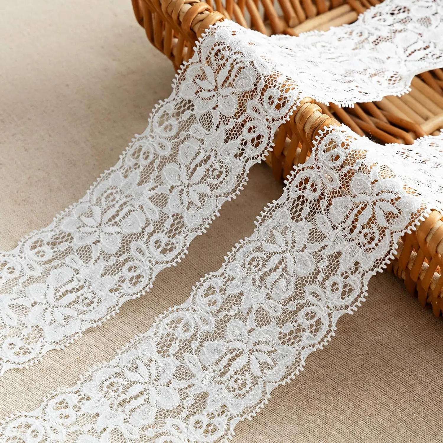 

2.36" White Floral Lace Ribbon 5Yd for Wedding Crafts Sewing