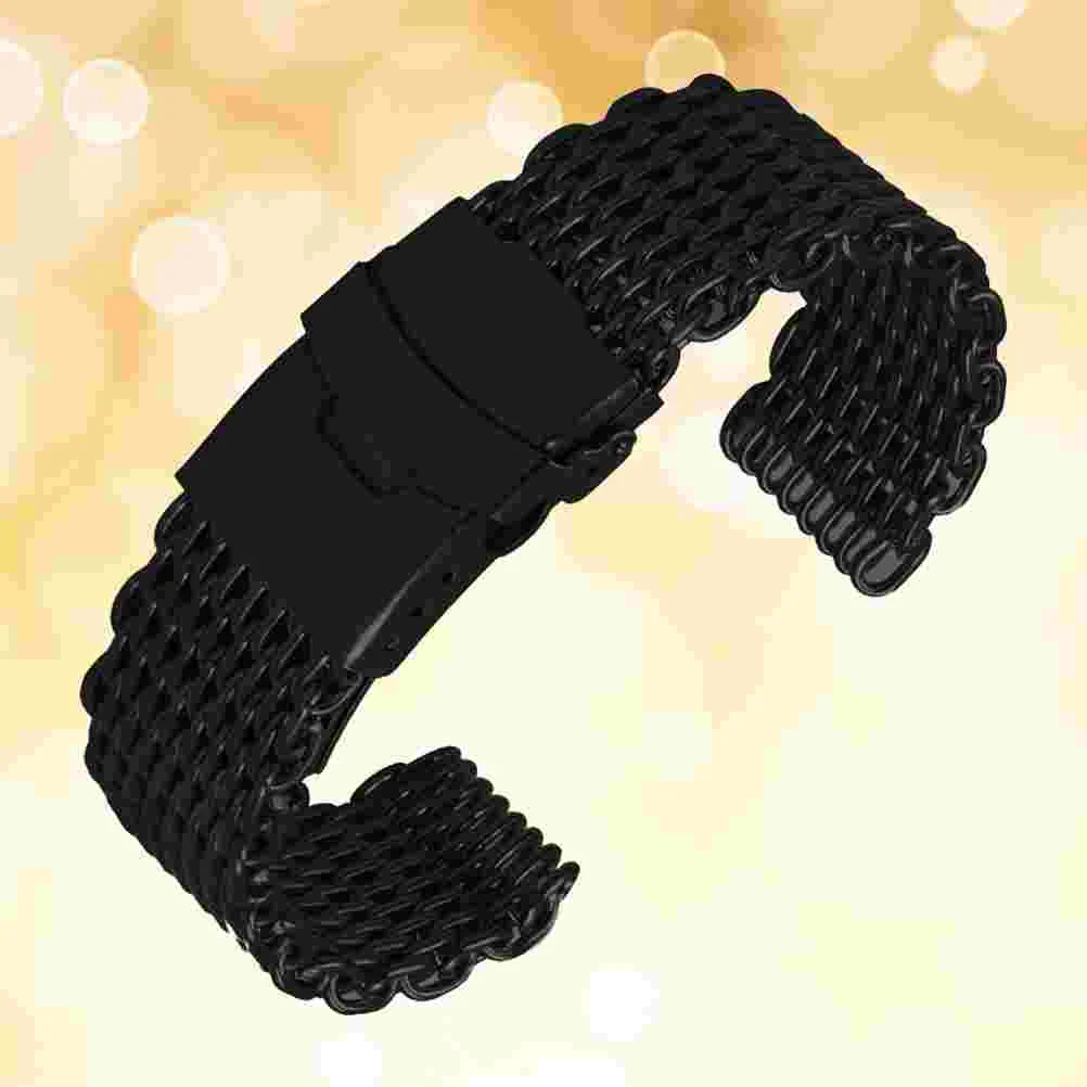 24 Mm Watches Mesh Band Watchband Classic Bracelet Stainless Steel Watchbnad Black Metal Shark Miss Man