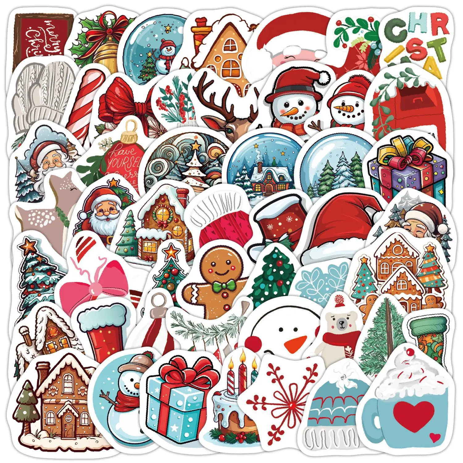 

10/30/50Pcs New Christmas Graffiti Creative Stickers DIY Guitar Phone Laptop Suitcase Water Cup Skateboard Waterproof Stickers