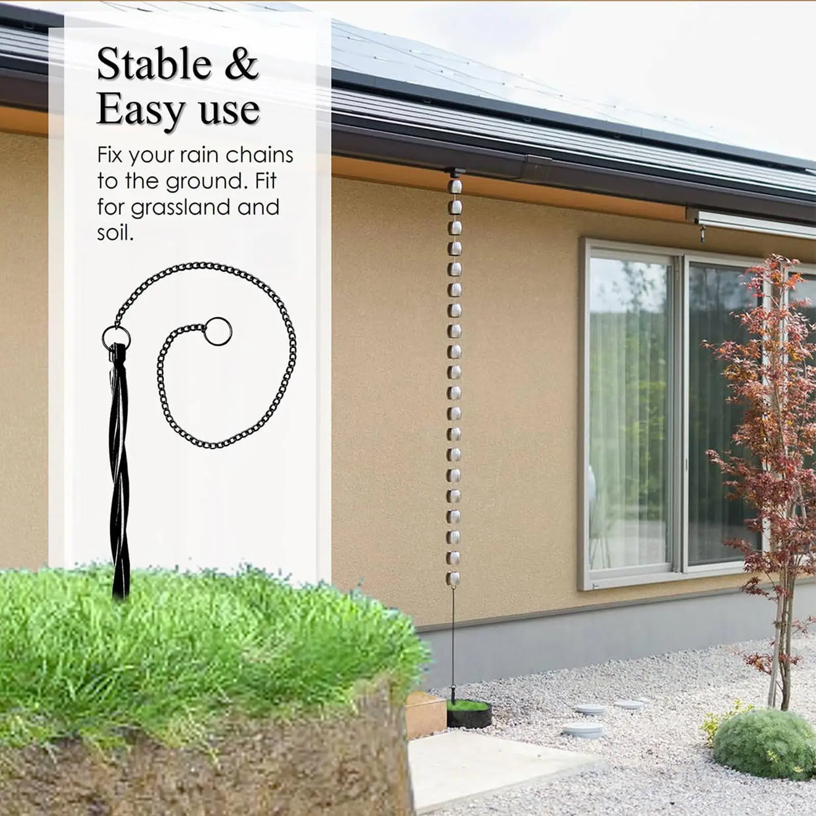 Stake Rain Chain Outside Downspout Accessories 2 Pieces Rain Chain Stake For Gutter Drainage System House Garden Shed Gazebo