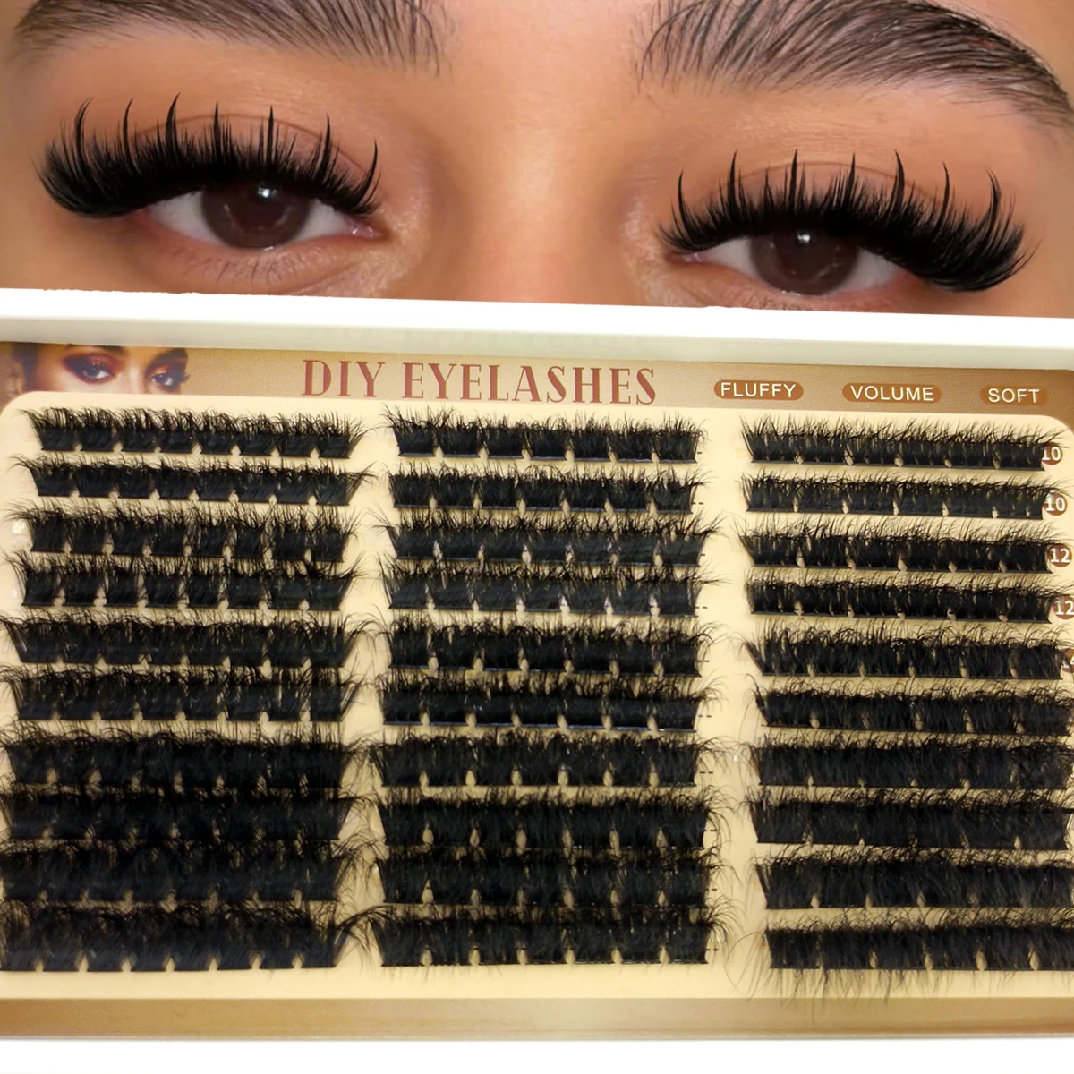 30 Reihen Wimpernbüschel DIY Spiky Cluster Lashes Gemischte Stile Flauschige Volumen-Wimpernbüschel Flauschige Einzelwimpernverlängerung