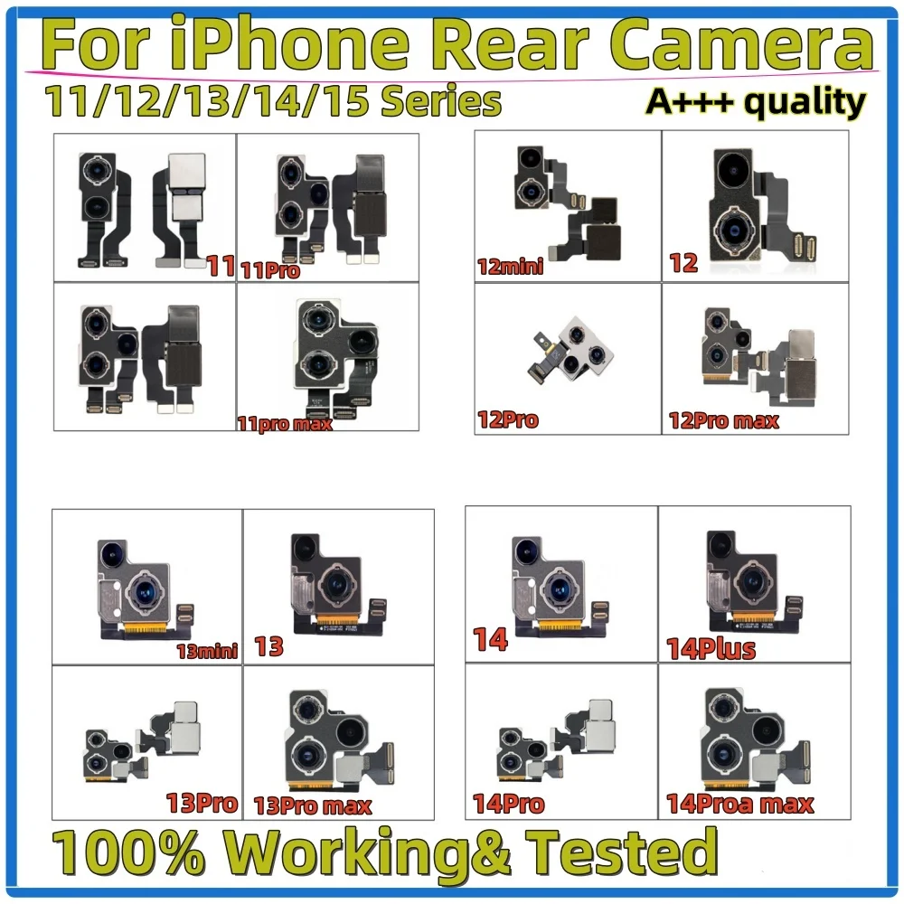 Fully Tested Back Rear Camera Main Lens Flex Cable Camera Module for iPhone 12 13 Pro Max Mini,11 Pro max, 15 14 Plus 14Pro Max