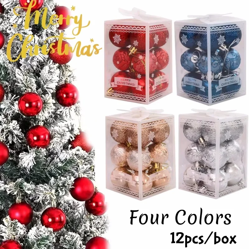 12 Stück Weihnachtskugeln, Ornamente, 4 cm, runde, funkelnde Hängekugeln für Weihnachtsbaum, Haus, Hof, Festival, Dekoration