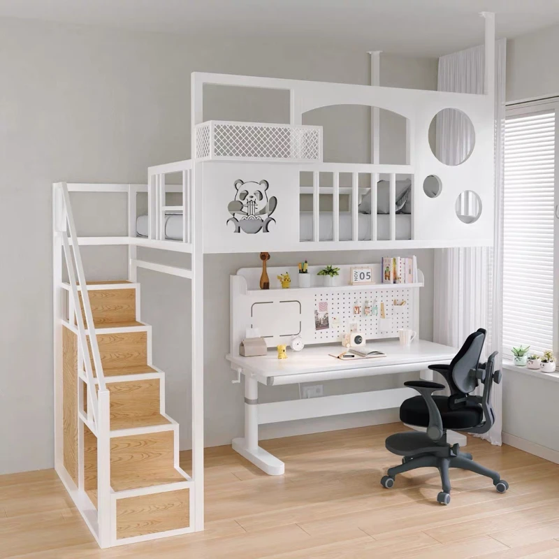 Bedroom Dormitory Loft Bed Wrought Iron Elevated Sheet Upper Suspended   Student  Lower Empty   Elevated