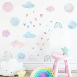 Watercolor Heart Clouds Wall Stickers for Baby Girls Room Wall Decor Removable PVC Wall Decals Home Decor Wallpapers DIY Murals