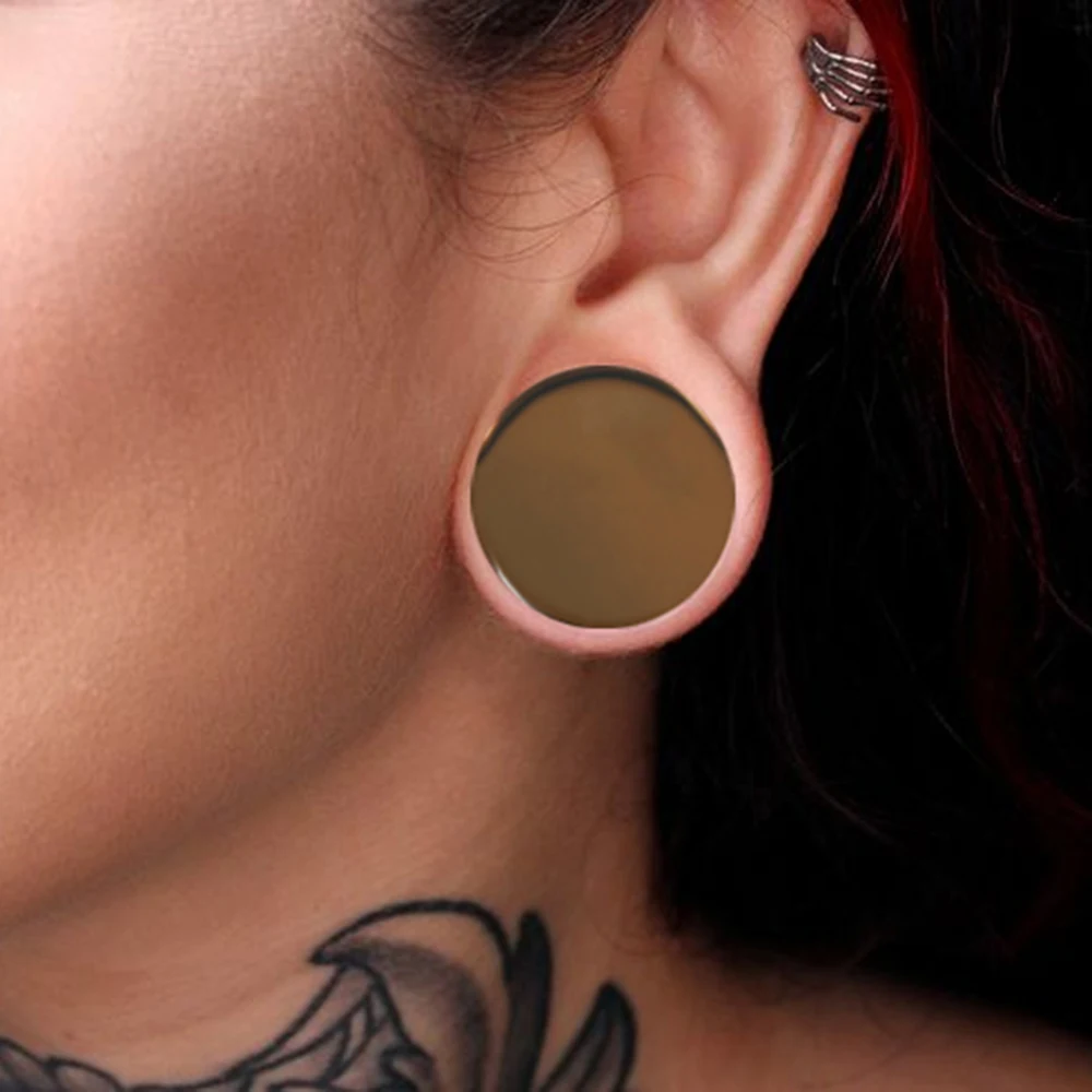 1-2PCS Transparent Coffee Pink Purple Green Glass Ear Tunnel&Plugs Solid Piercing Strengthed Ear Weight Expander Gauges Jewelry
